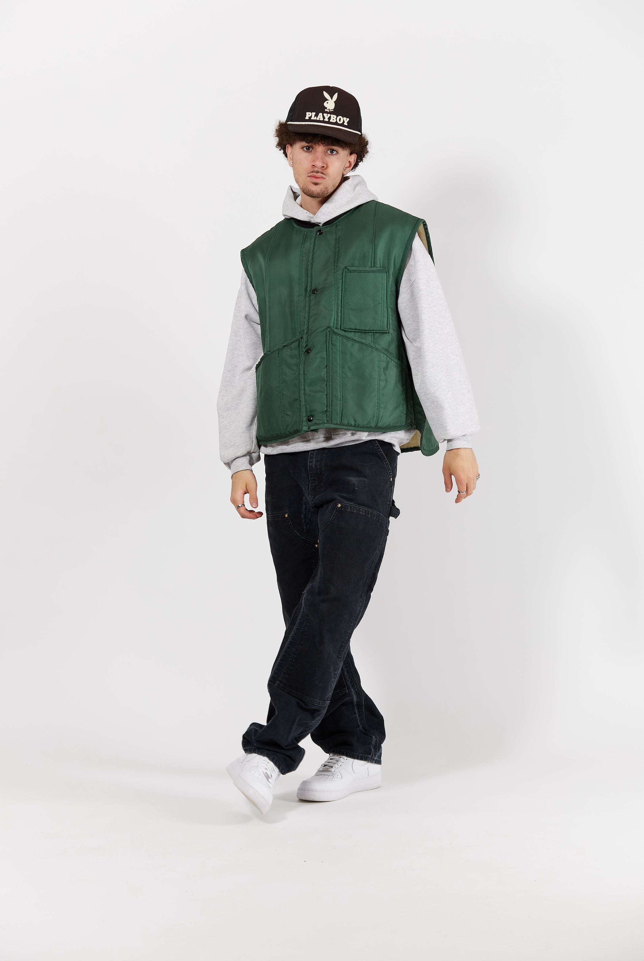 1970s Sherpa Lined Snap Vest in a vintage style from thrift store Twise Studio