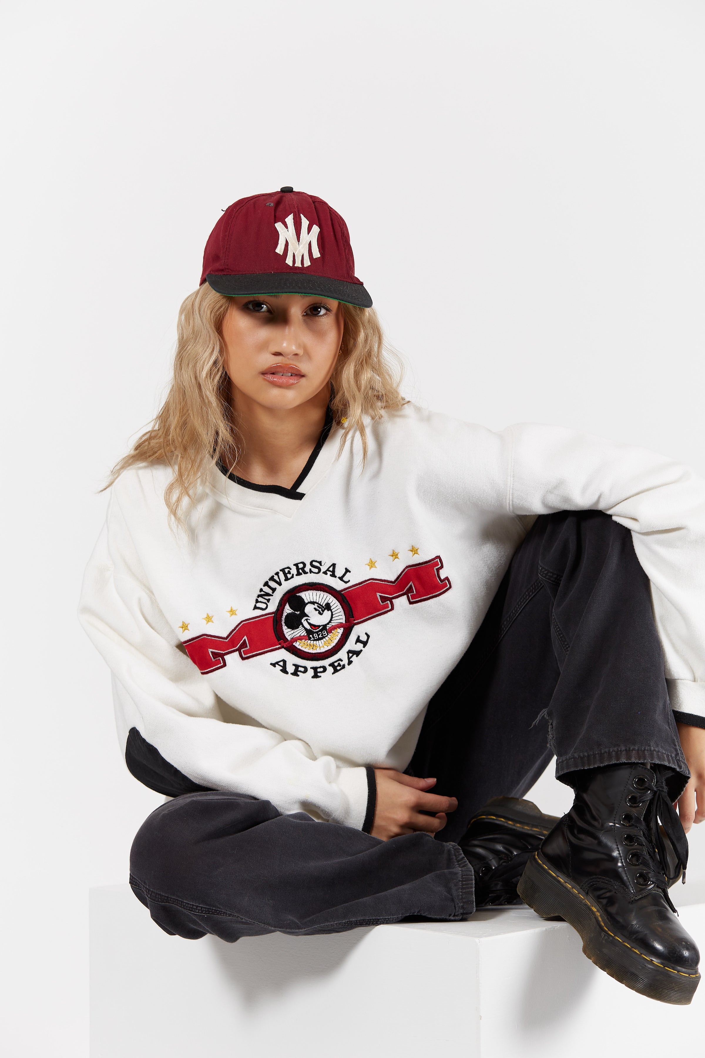 Mickey Mouse Universal Appeal Sweatshirt in a vintage style from thrift store Twise Studio