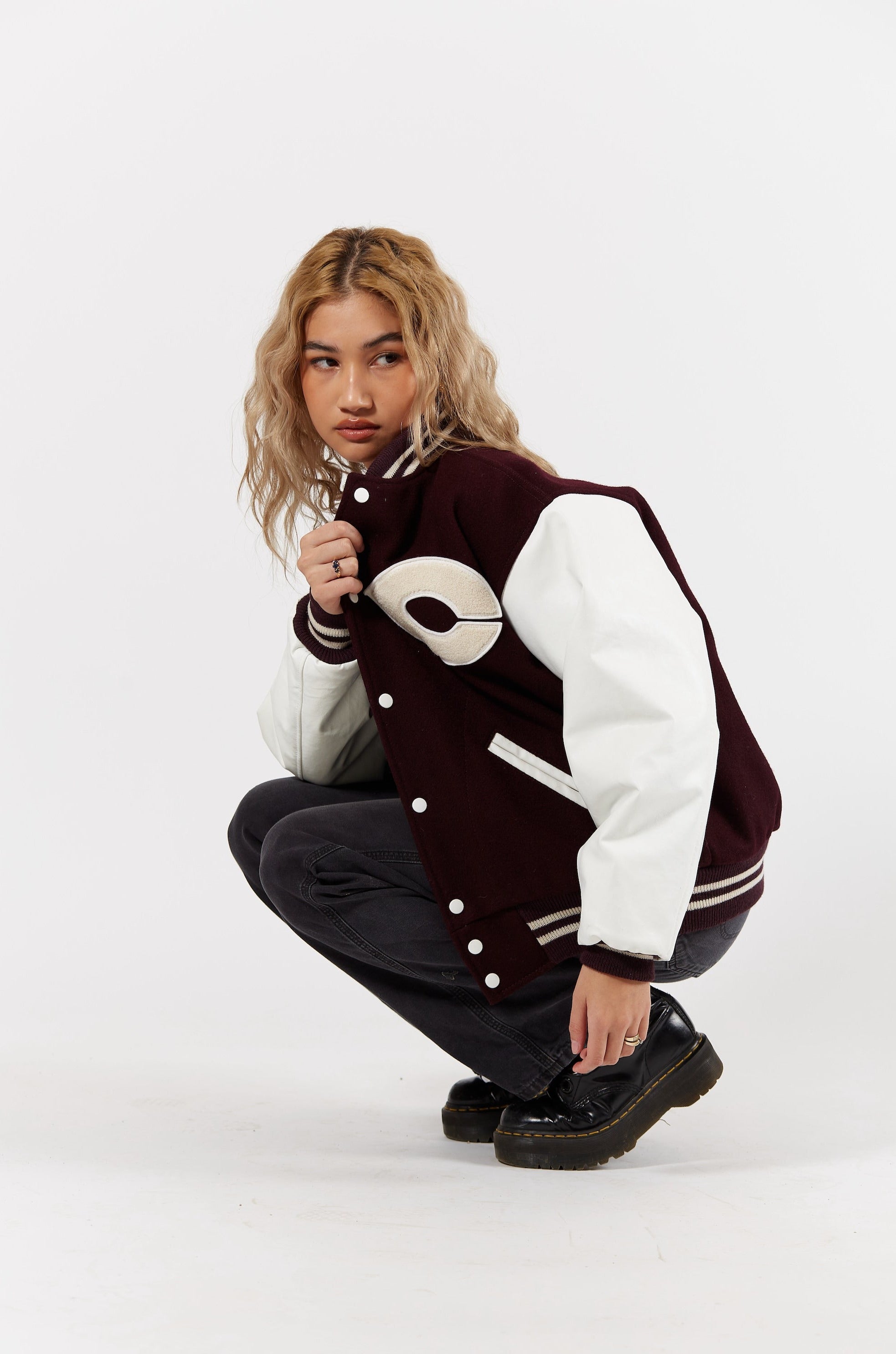 Varsity Letterman Jacket in a vintage style from thrift store Twise Studio