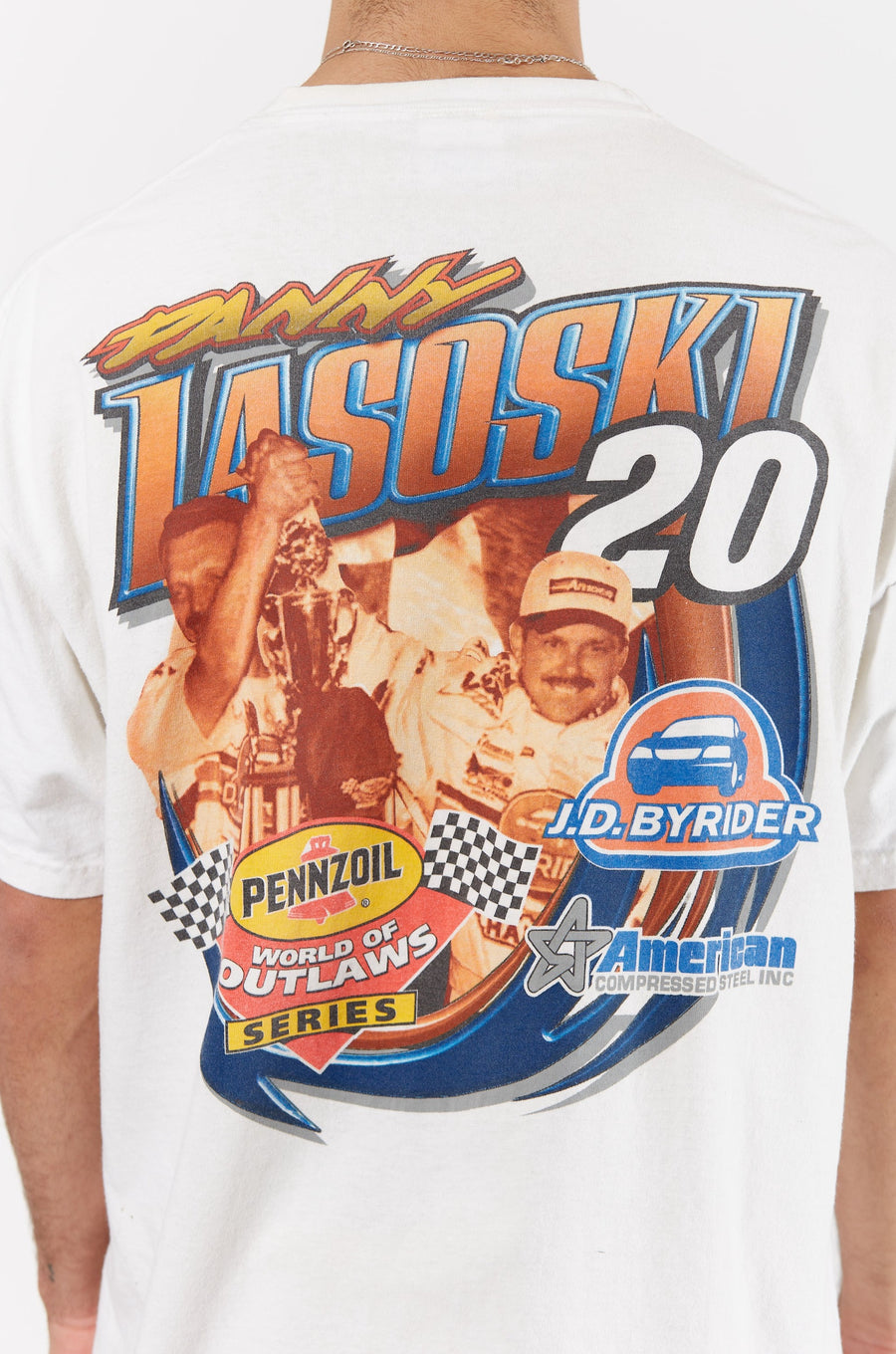 2000s Danny Lasoski Racing T-shirt in a vintage style from thrift store Twise Studio