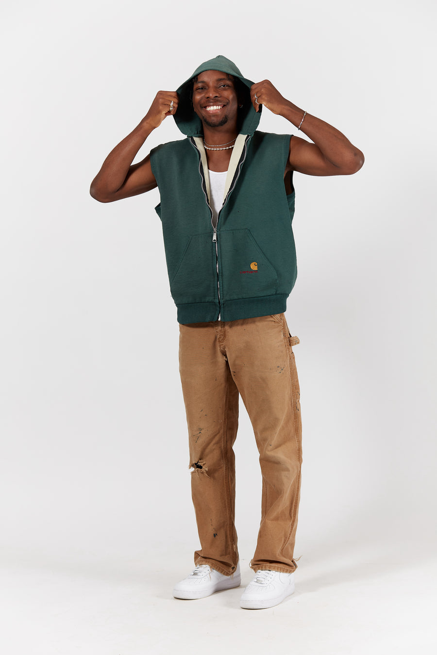 Carhartt Thermal Lined Hooded Vest in a vintage style from thrift store Twise Studio