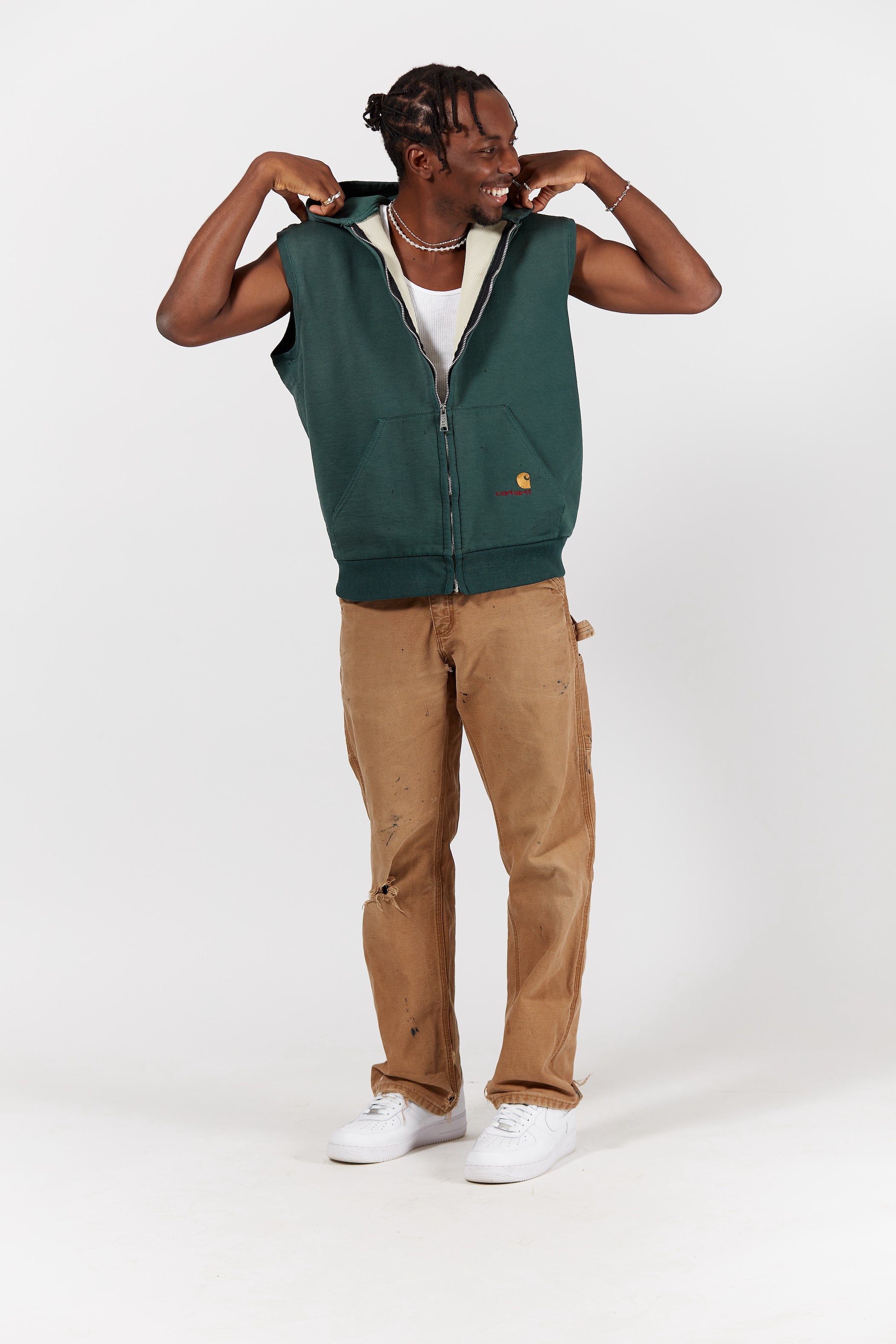 Carhartt Thermal Lined Hooded Vest in a vintage style from thrift store Twise Studio