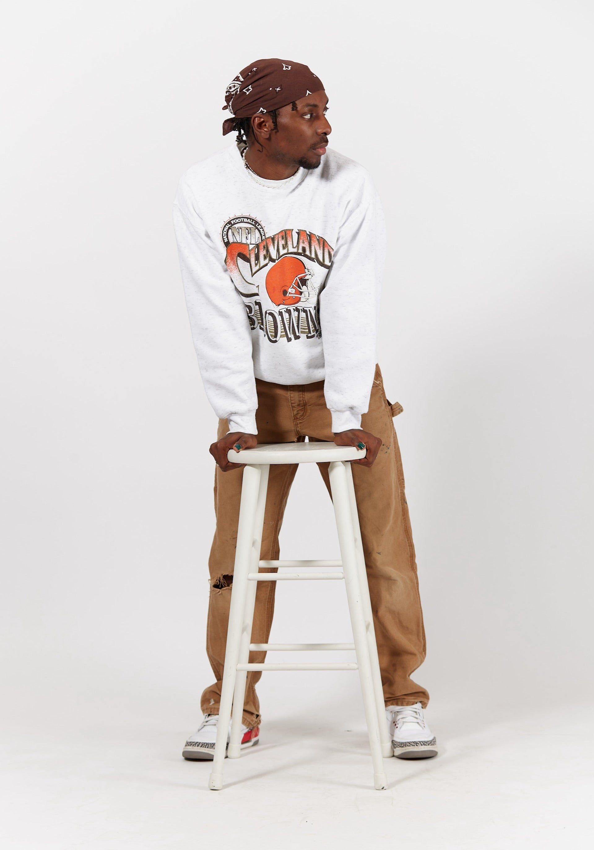 1990s Cleveland Browns Crewneck in a vintage style from thrift store Twise Studio