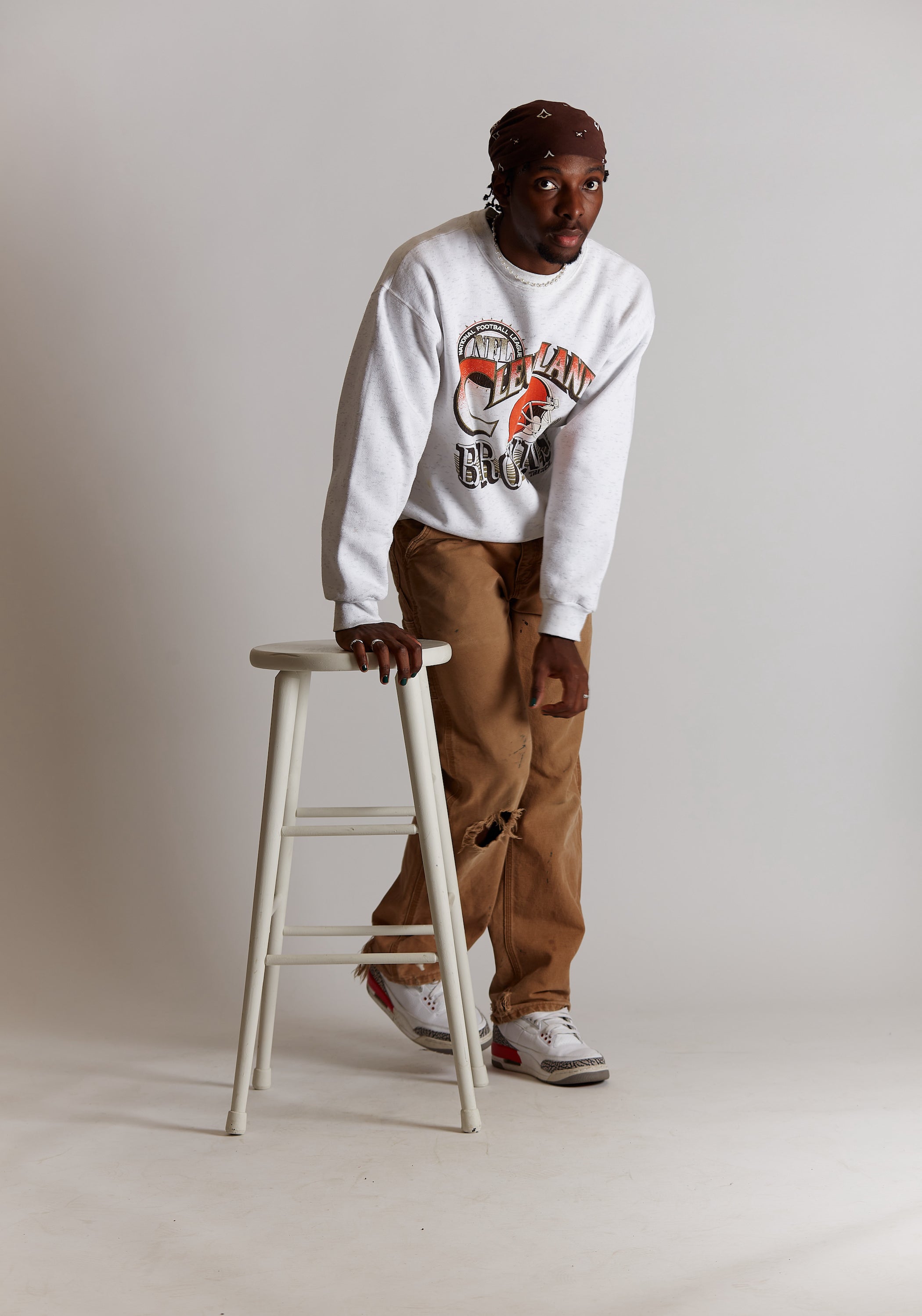1990s Cleveland Browns Crewneck in a vintage style from thrift store Twise Studio