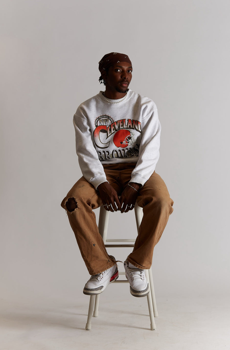 1990s Cleveland Browns Crewneck in a vintage style from thrift store Twise Studio