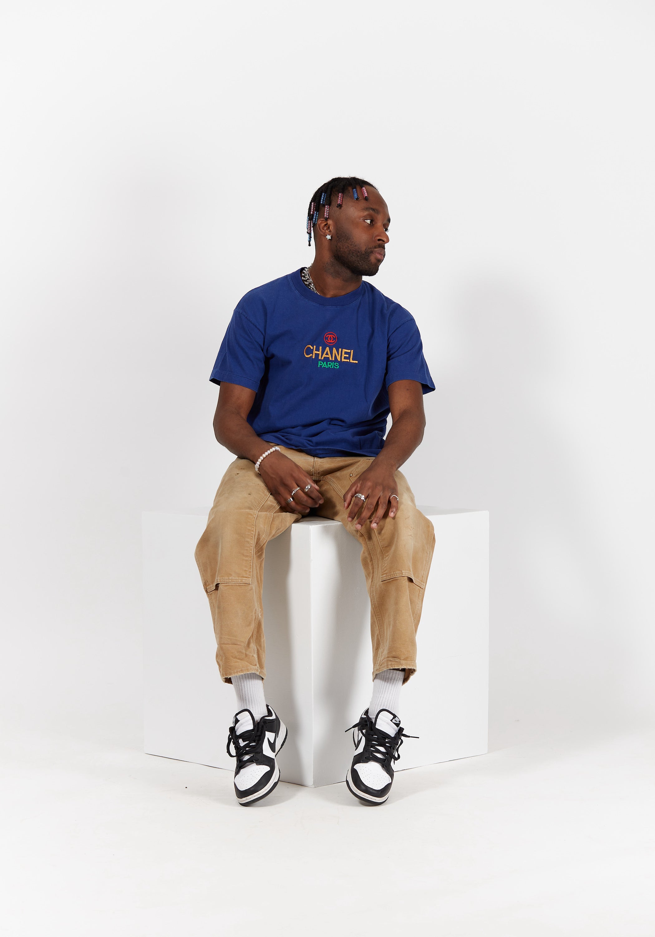 Chanel Bootleg Embroidered T-shirt in a vintage style from thrift store Twise Studio